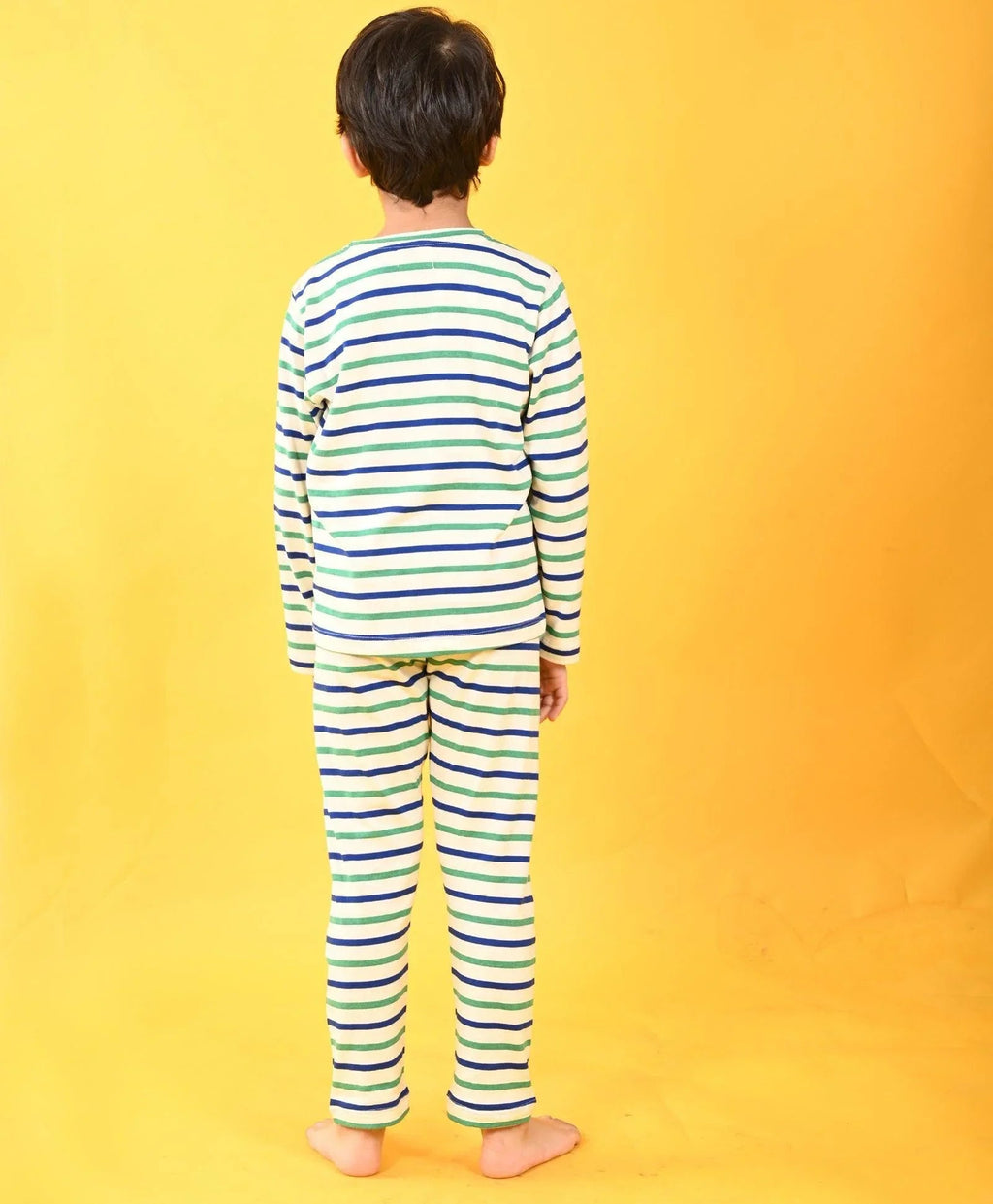 GREEN ECRU ROYAL STRIPE ARGENTINA LONG SLEEVE PYJAMA SET - MULTI