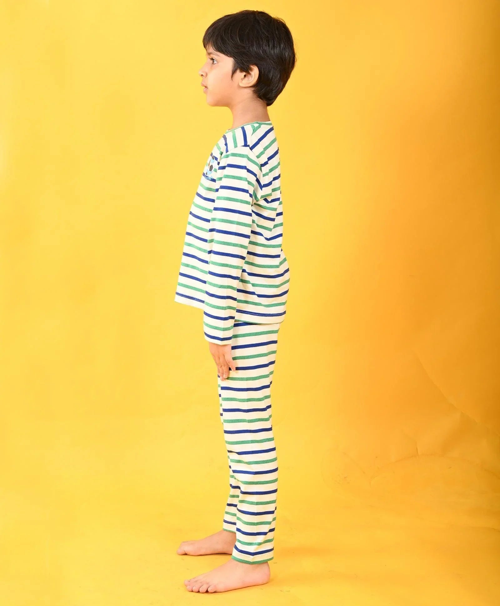 GREEN ECRU ROYAL STRIPE ARGENTINA LONG SLEEVE PYJAMA SET - MULTI