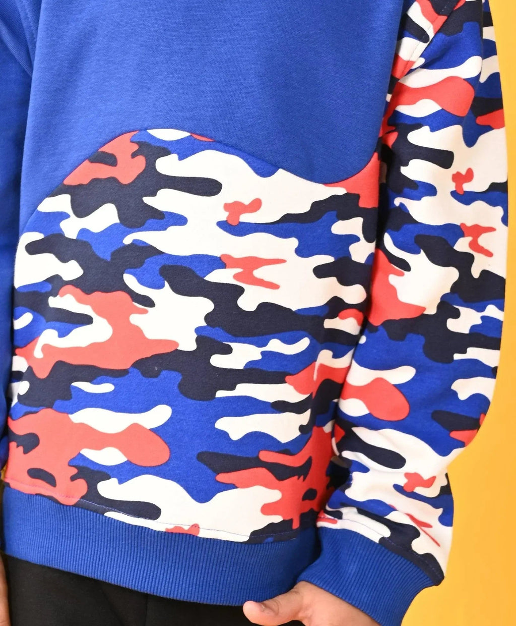 CAMOUFLAGE BLUE BOYS FLEECE HOODIE - BLUE