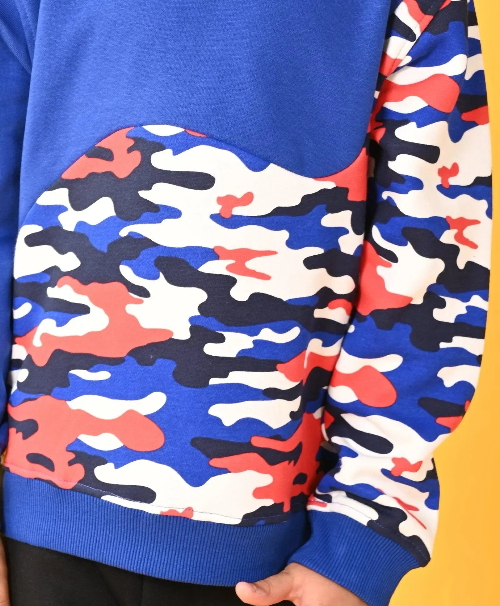 CAMOUFLAGE BLUE BOYS FLEECE HOODIE - BLUE