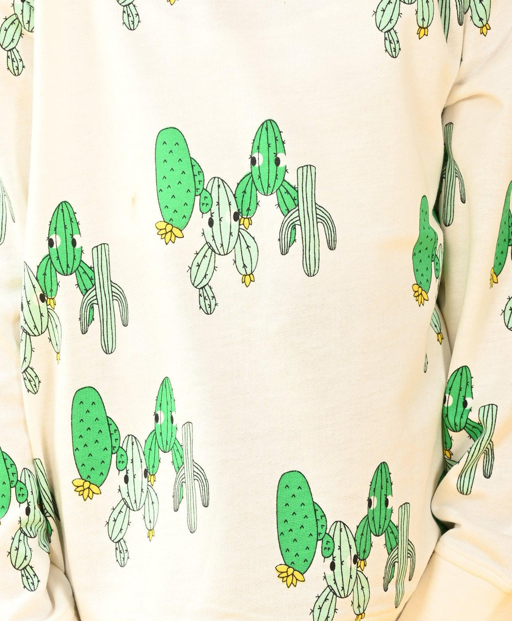 CACTUS BLACK TERRY SWEATSHIRT JOGGER SET - WHITE/BLACK