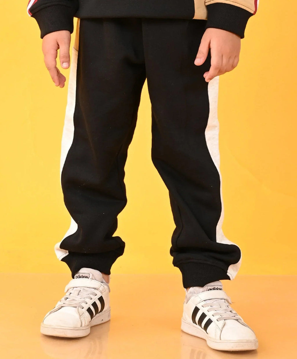 BLACK BEIGE MELANGE FLEECE JOGGER - BLACK