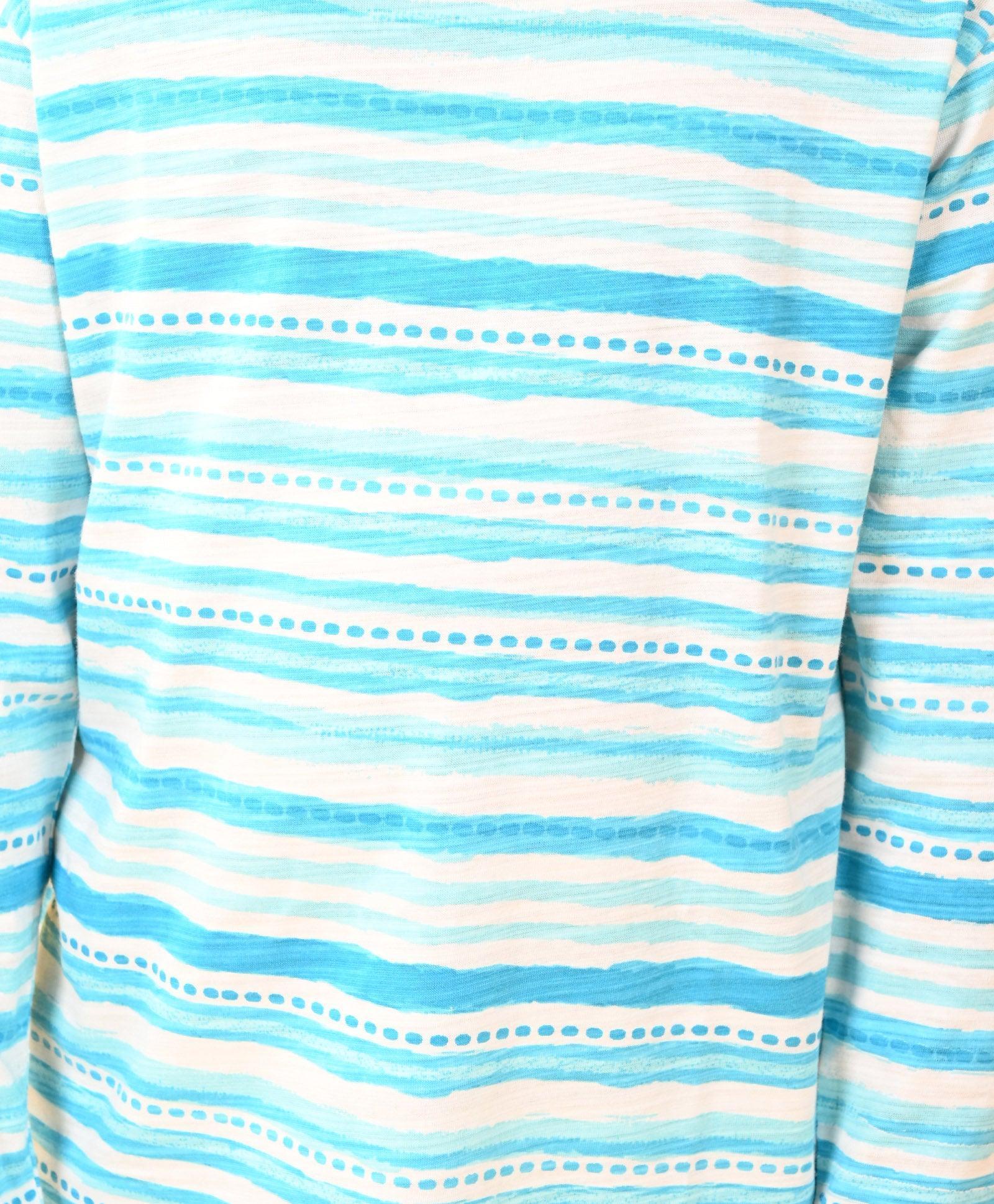 BLUE DOTTED STRIPE T-SHIRT GREY FLEECE JOGGER SET - BLUE / GREY