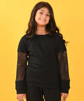 BLACK INTERLOCK NET SWEATSHIRT - BLACK