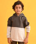 DARK AND LIGHT GREY TMR COLOR BLOCK FLEECE HOODIE - GREY