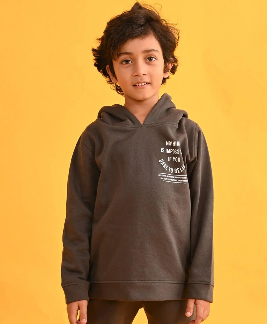 DARK GREY TMR FLEECE BOYS HOODIE - DARK GREY