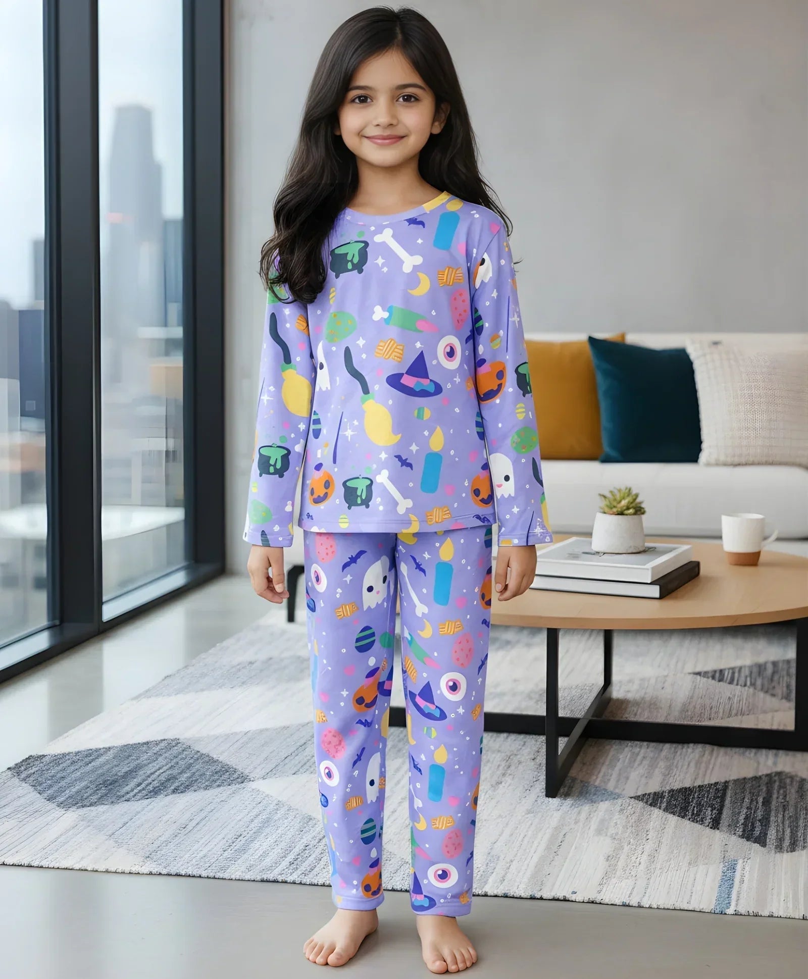 HALLOWEEN LONG SLEEVES PYJAMA SET - PURPLE
