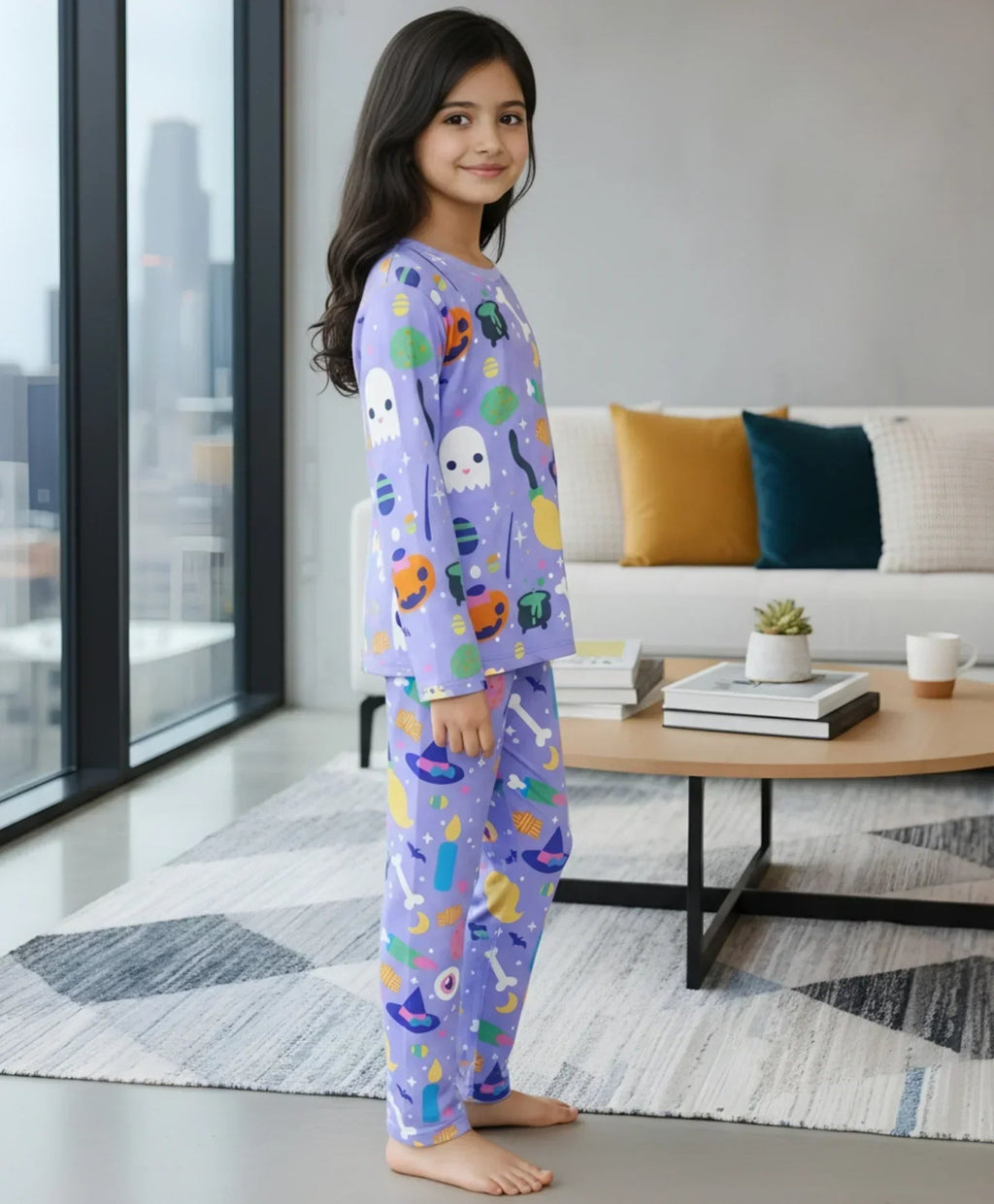 HALLOWEEN LONG SLEEVES PYJAMA SET - PURPLE