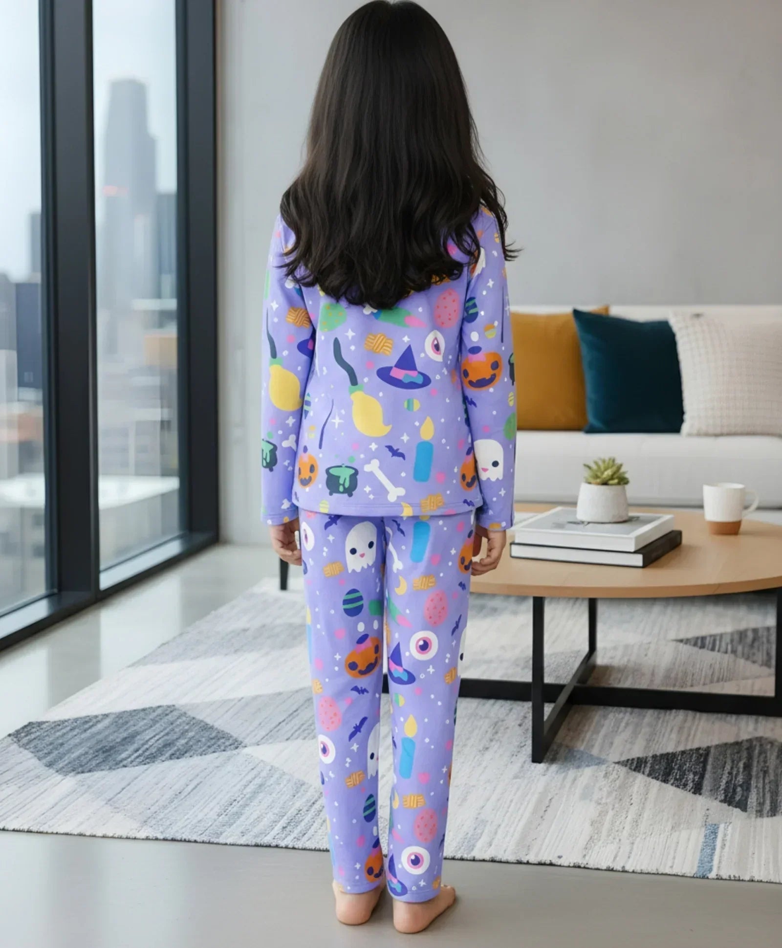 HALLOWEEN LONG SLEEVES PYJAMA SET - PURPLE