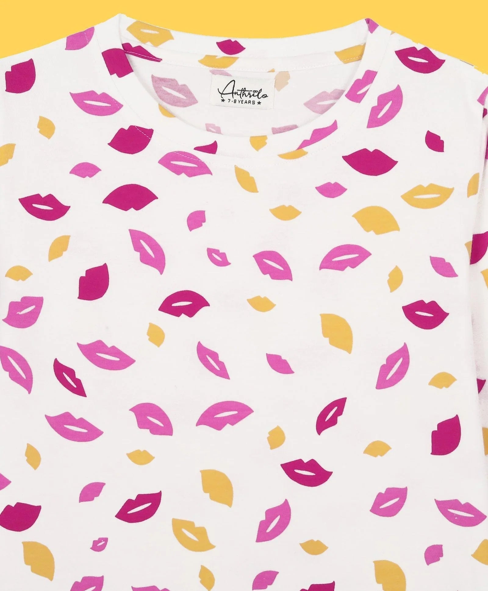 LIPS LONG SLEEVES GIRLS T-SHIRT - WHITE