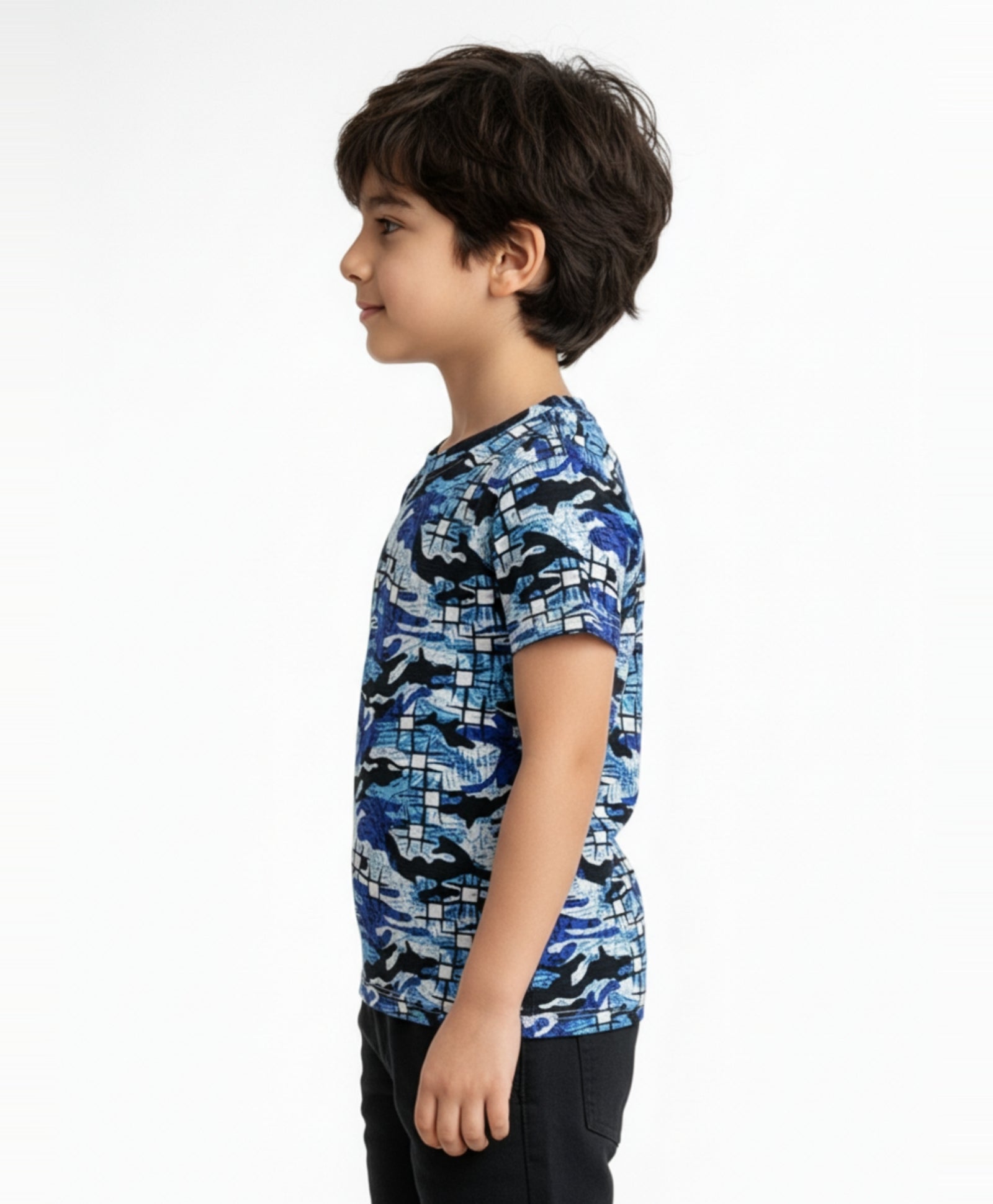 GRAFFITI CAMOUFLAGE SHORT SLEEVE T-SHIRT - BLUE