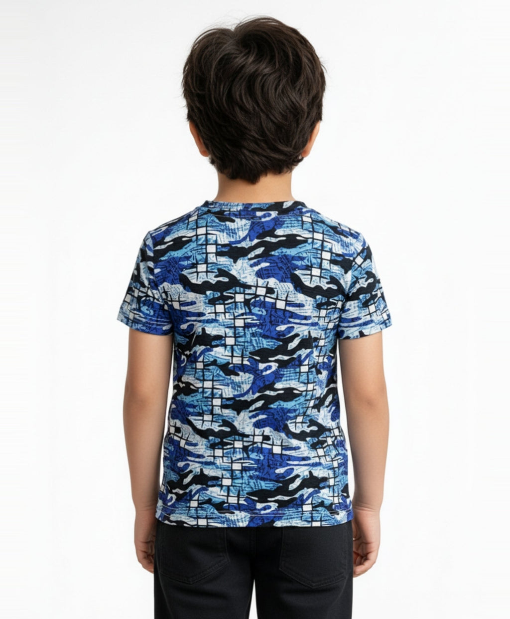 GRAFFITI CAMOUFLAGE SHORT SLEEVE T-SHIRT - BLUE