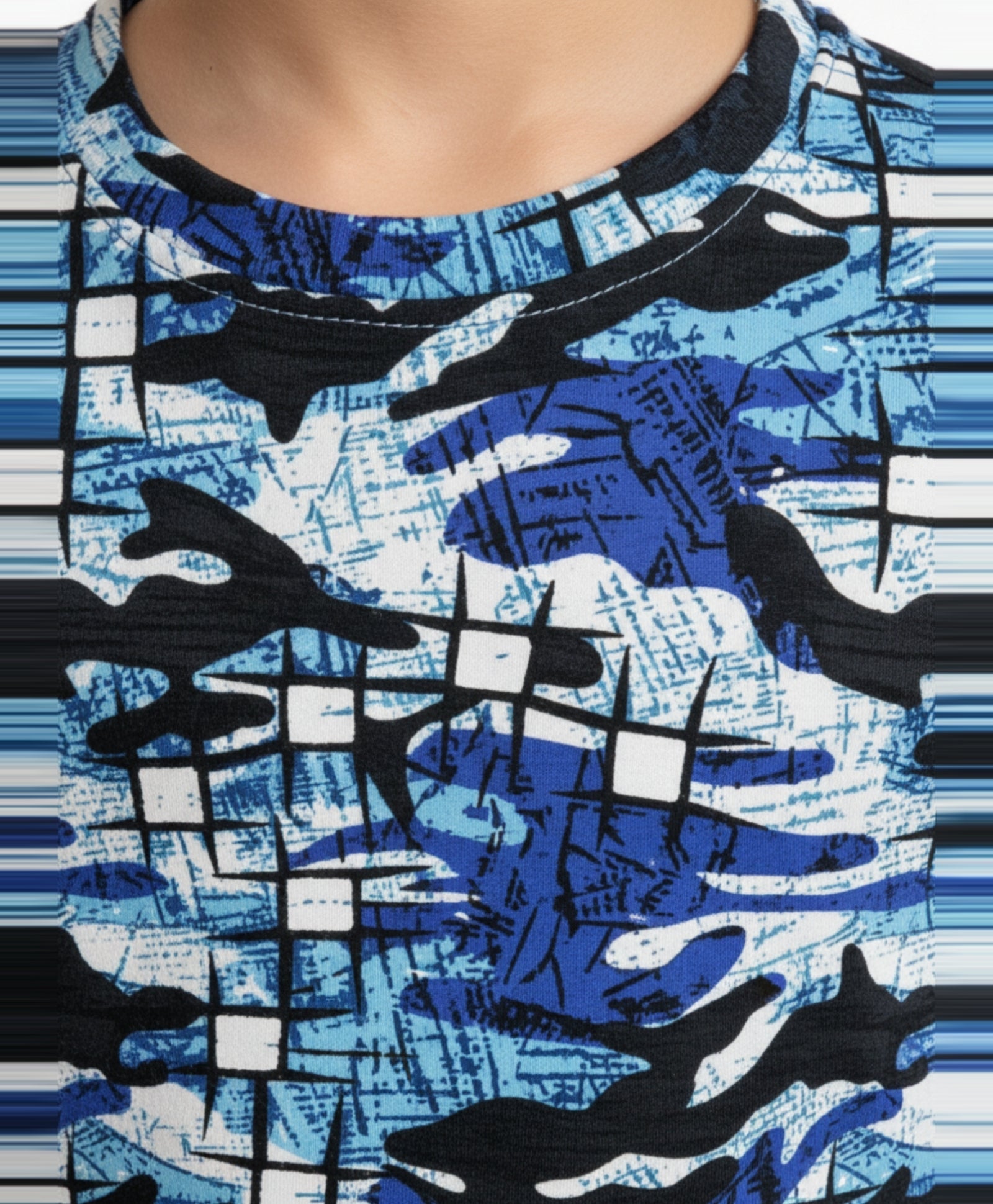 GRAFFITI CAMOUFLAGE SHORT SLEEVE T-SHIRT - BLUE