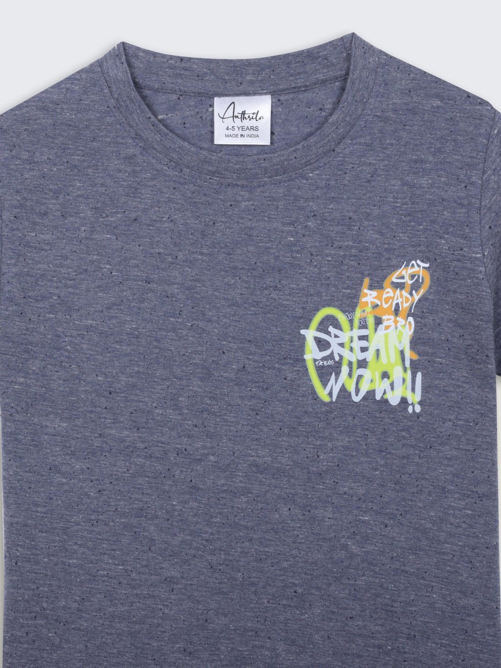GET READY BLUE MELANGE SHORT SLEEVE BOYS T-SHIRT - BLUE