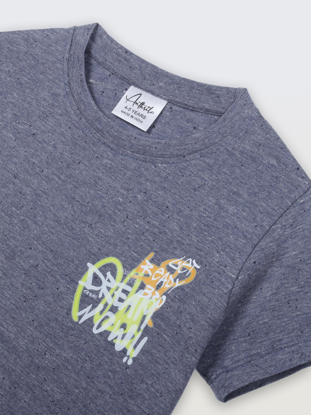 GET READY BLUE MELANGE SHORT SLEEVE BOYS T-SHIRT - BLUE