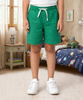 GREEN TEXTURE STRIPE BOYS SHORTS - GREEN