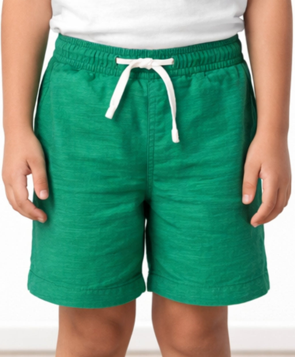 GREEN TEXTURE STRIPE BOYS SHORTS - GREEN