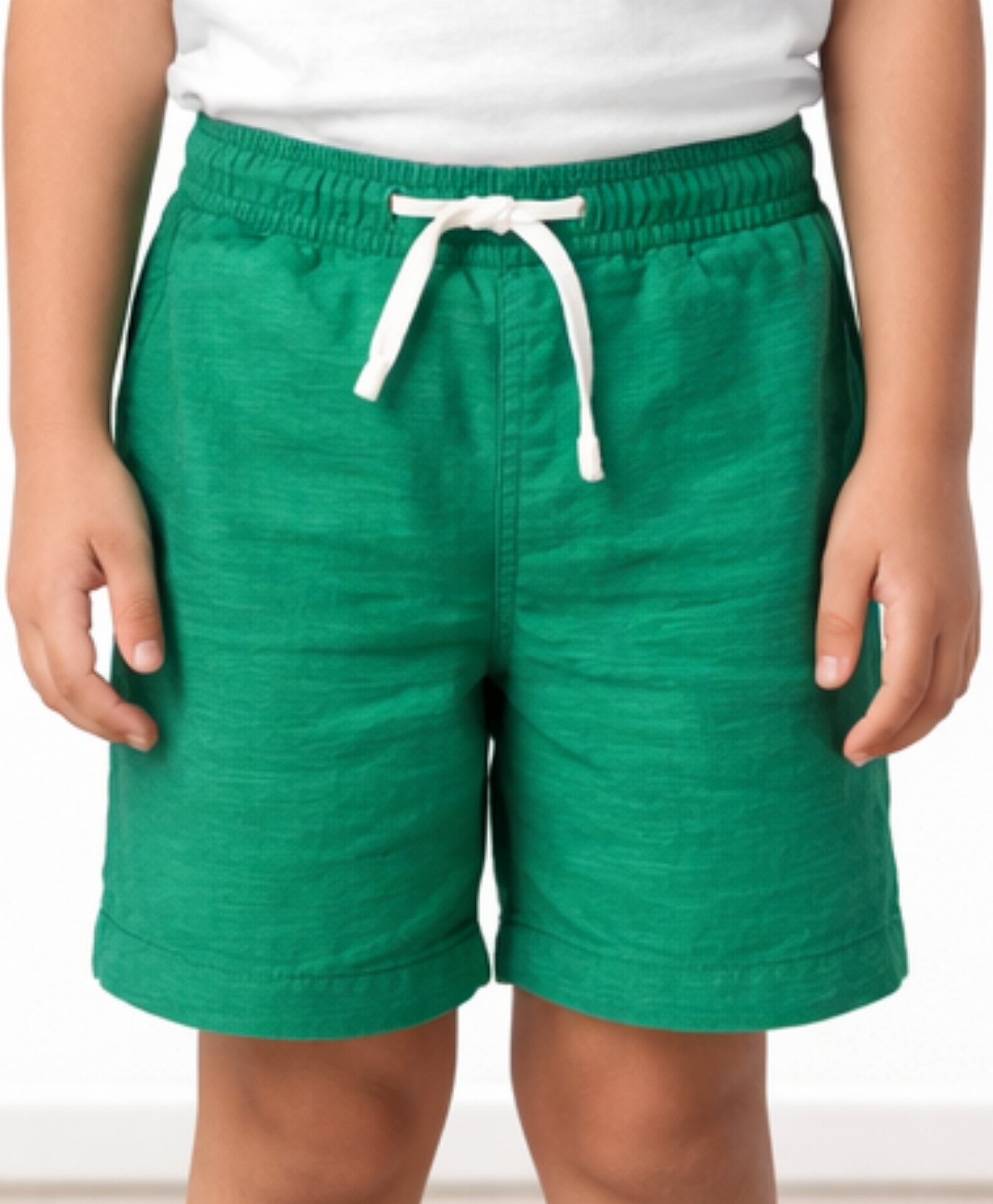 GREEN TEXTURE STRIPE BOYS SHORTS - GREEN