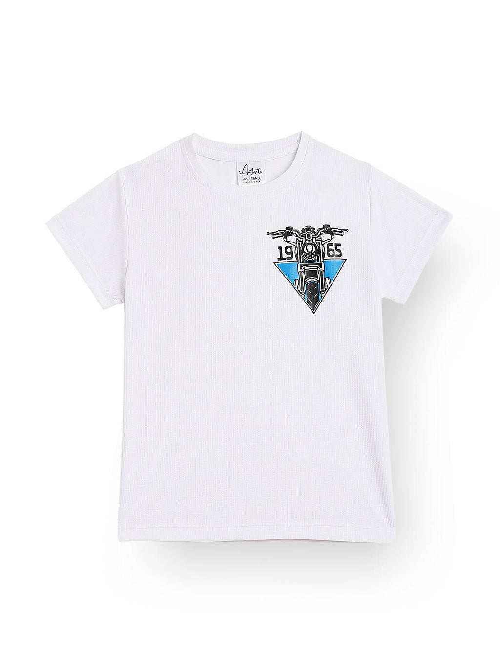 1965 BIKER SPORTY SHORT SLEEVE T-SHIRT - WHITE