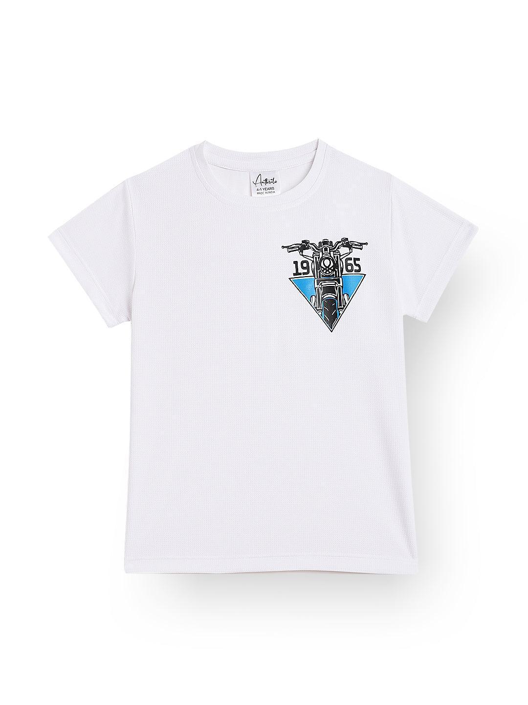 1965 BIKER SPORTY SHORT SLEEVE T-SHIRT - WHITE