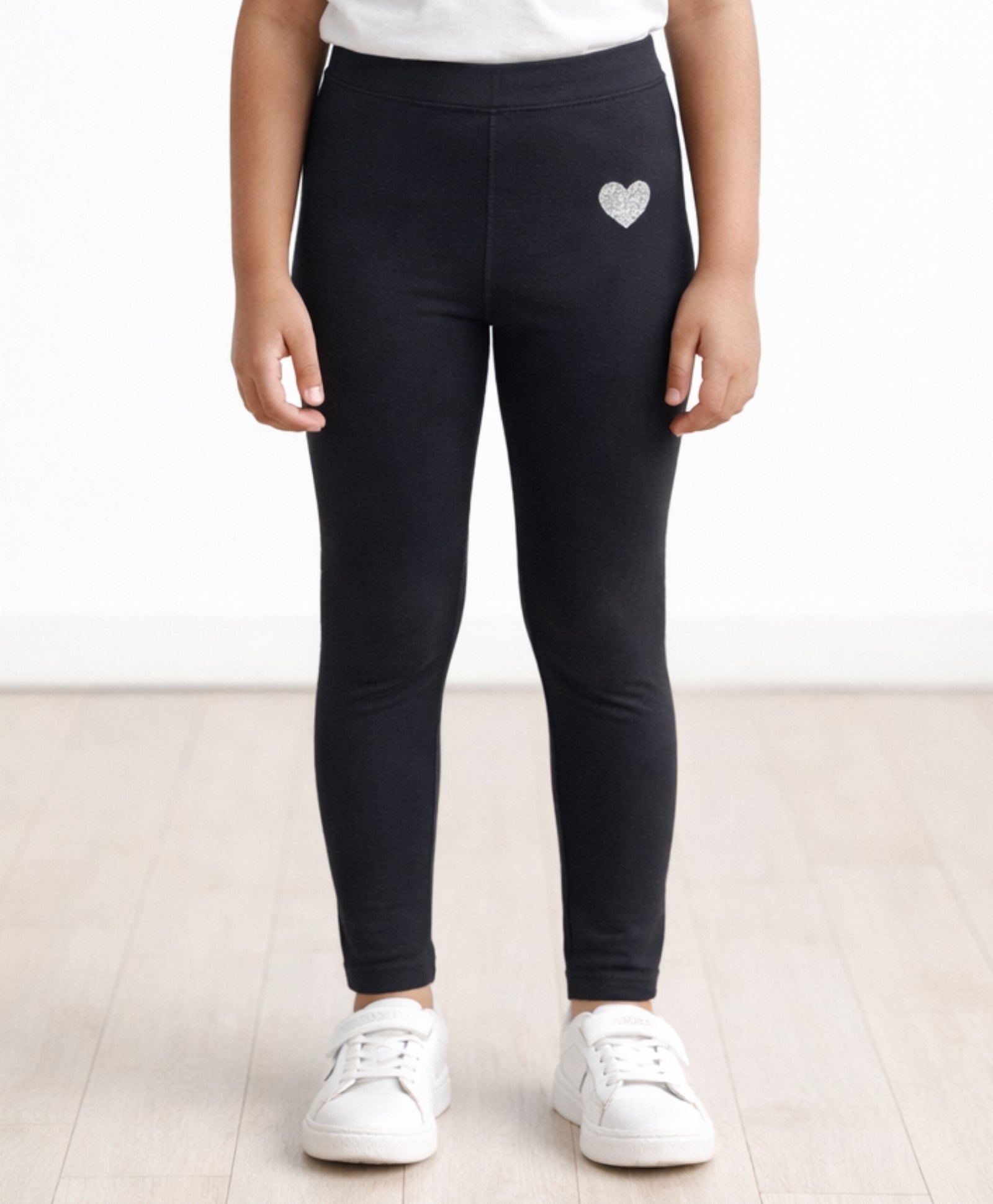 BLACK HEART SPORTY LEGGINGS - BLACK