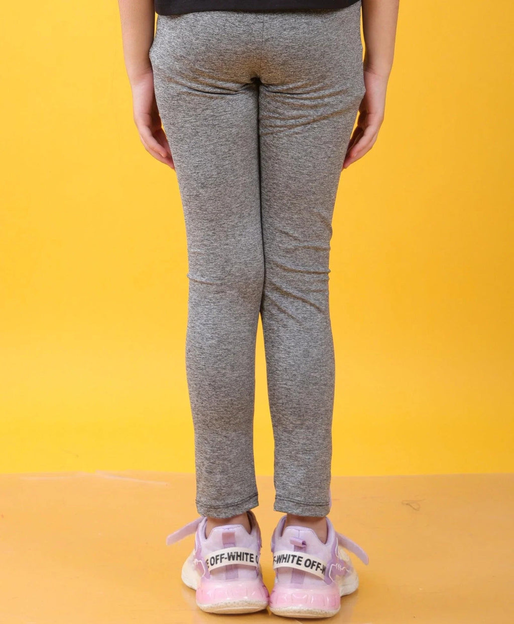 BLACK MELANGE SPORTY LEGGINGS - BLACK