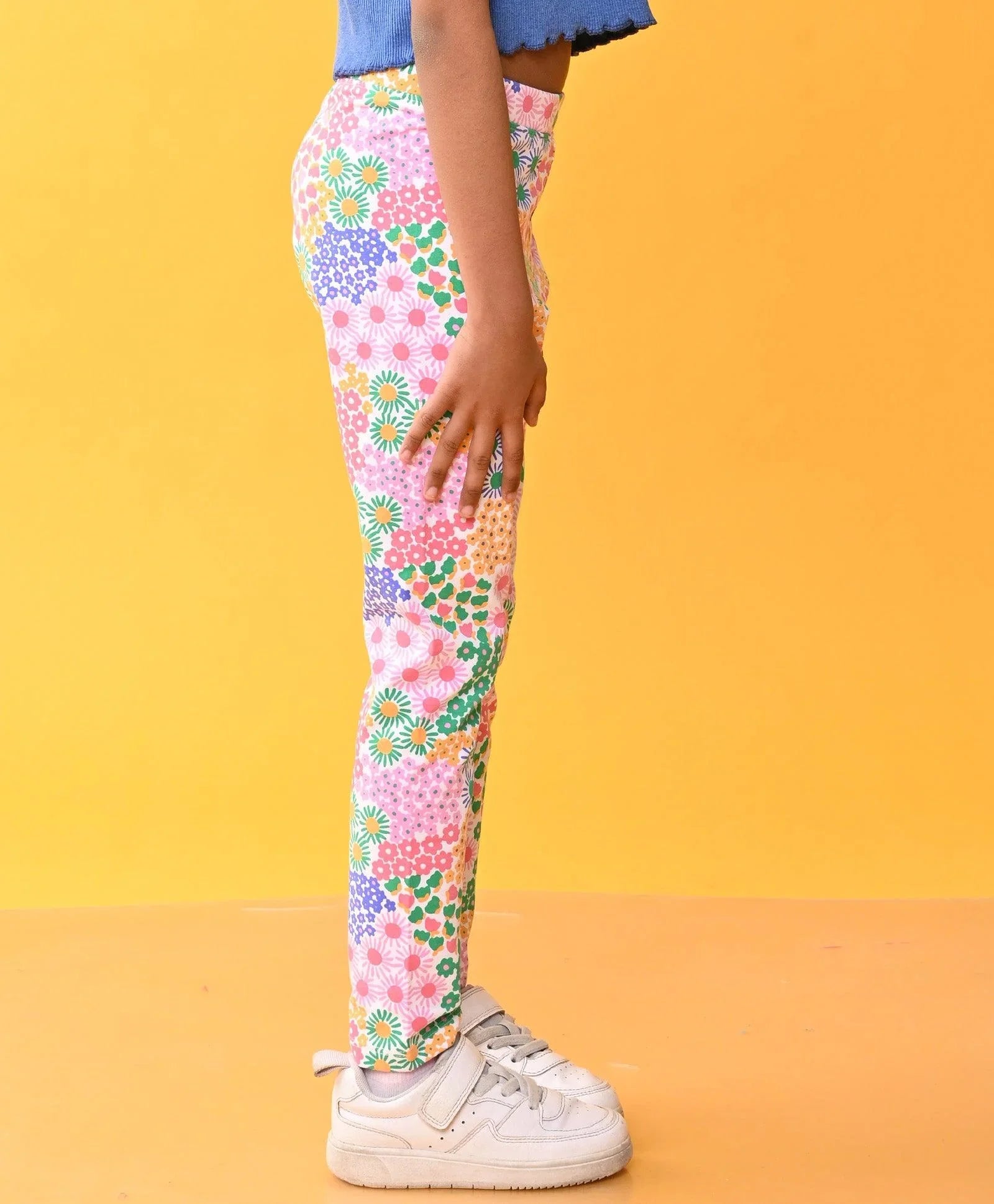 FLOWERS GIRLS LEGGING - PINK