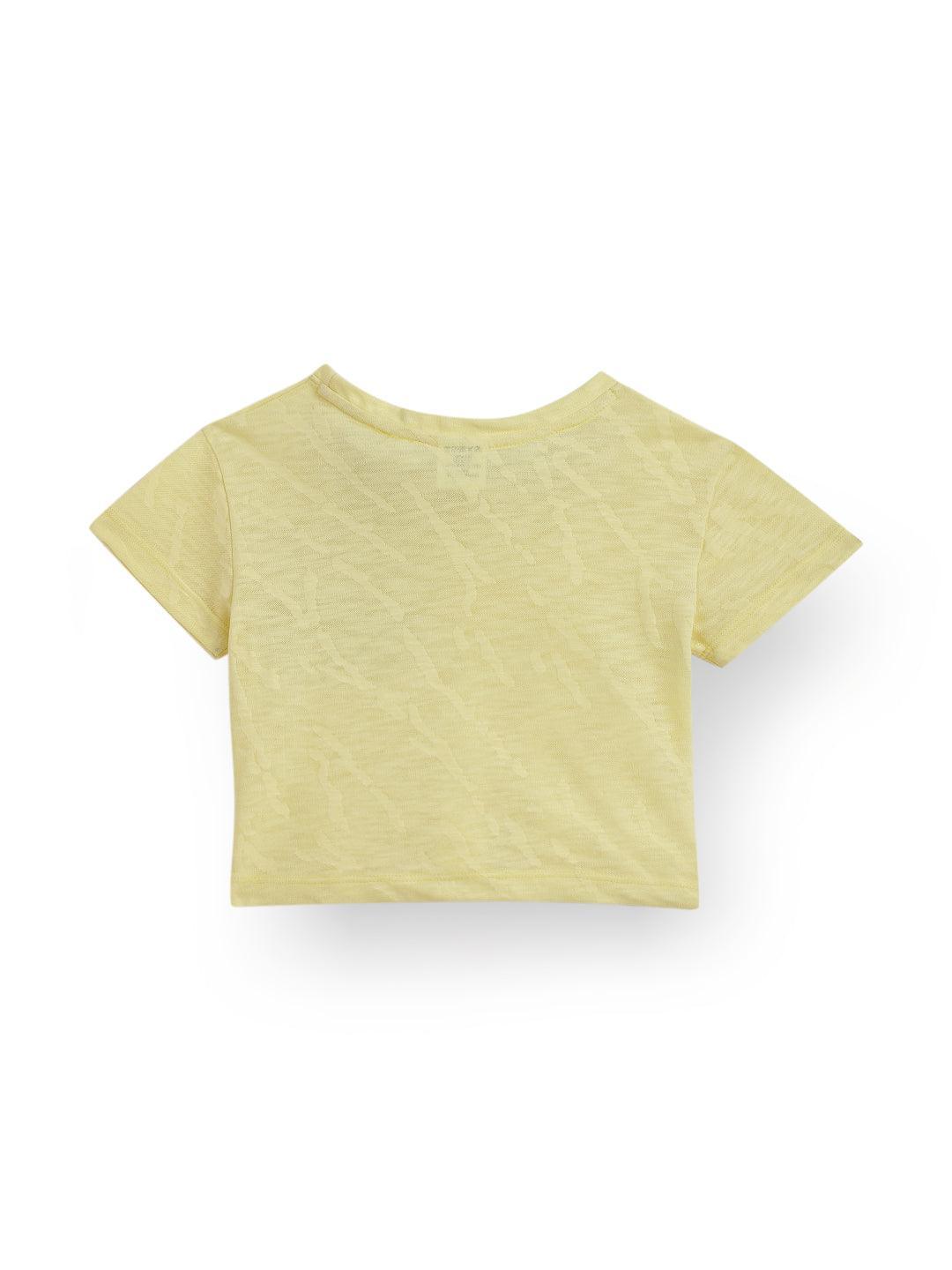 AMSTERDAM YELLOW JACQUARD SUMMER GIRLS T-SHIRT - YELLOW
