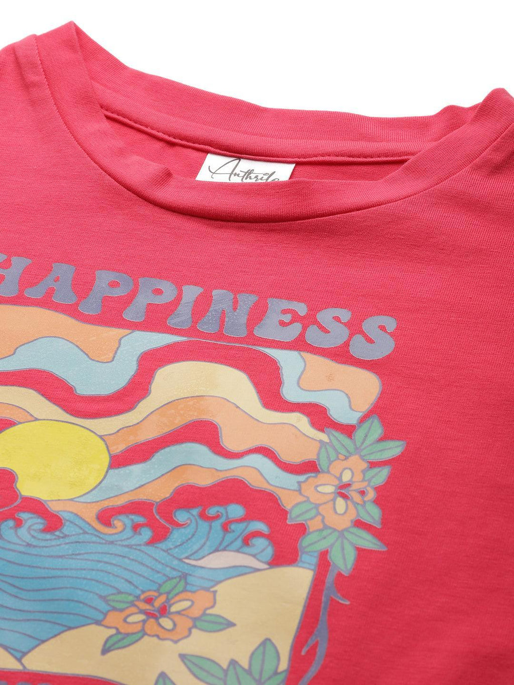 HAPPINESS ROSE PINK SUMMER GIRLS T-SHIRT - PINK