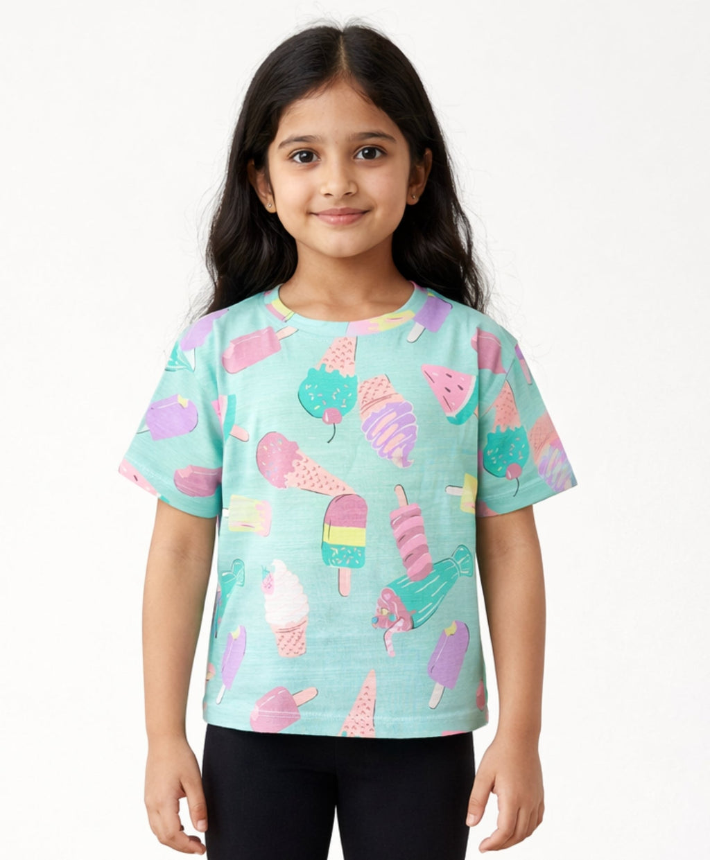 ICECREAM AQUA SUMMER GIRLS T-SHIRT-AQUA