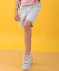 BLACK BLUE TEXTURED SUMMER GIRLS SHORTS - WHITE