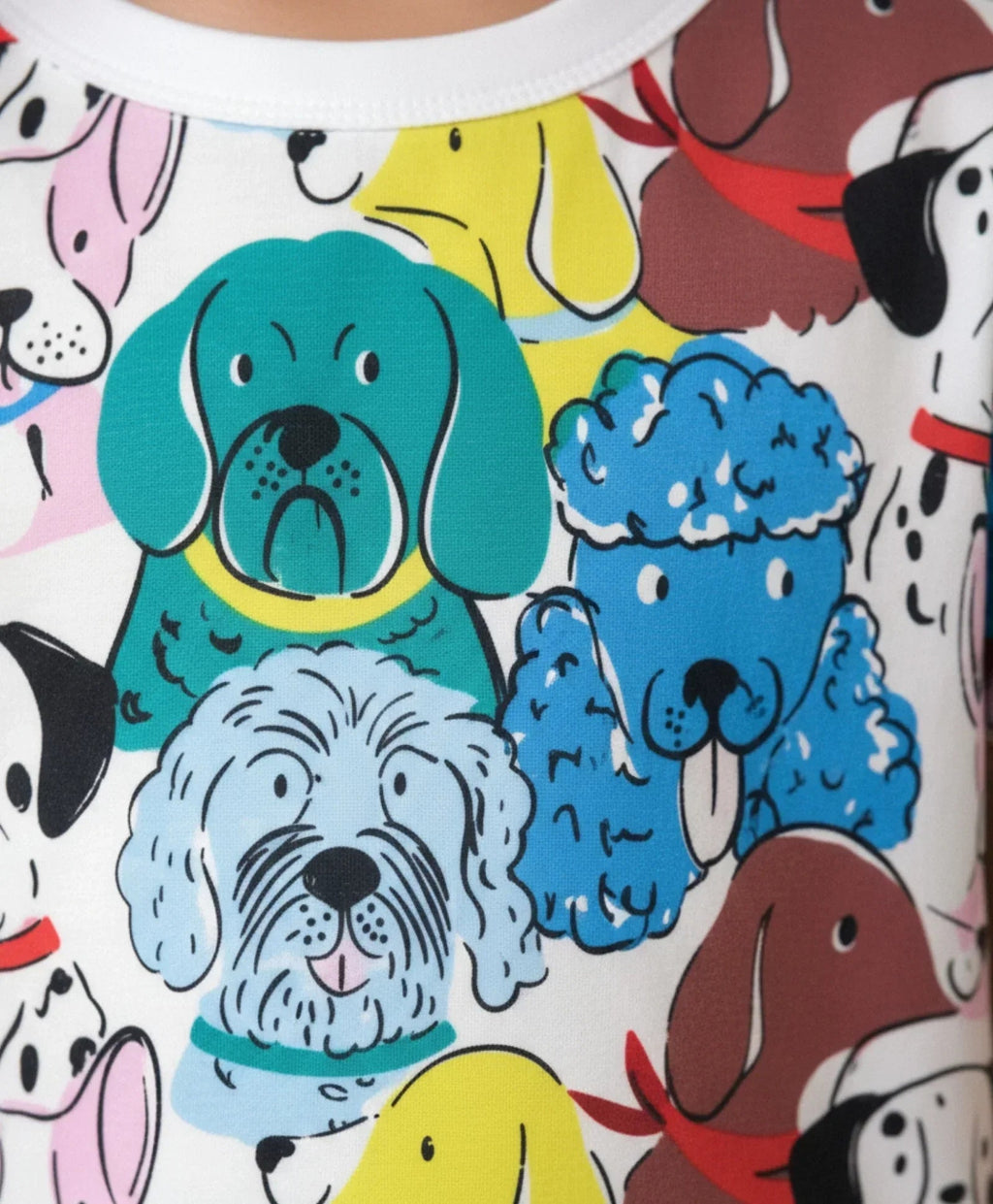 DOGS PRINT SLEEPWEAR SHORT SET - WHITE