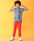 GRAFITTI CAMO RED RIBBED SUMMER BOYS JOGGER SET - WHITE/RED
