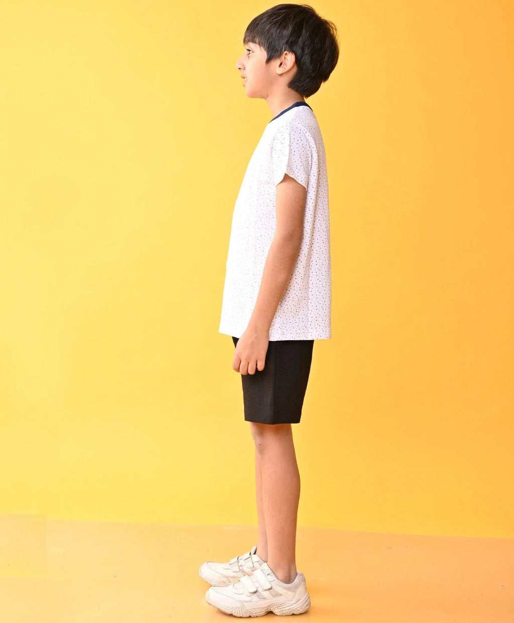 DOTTED WHITE BLACK STRIPED SHORTS SET - WHITE/BLACK