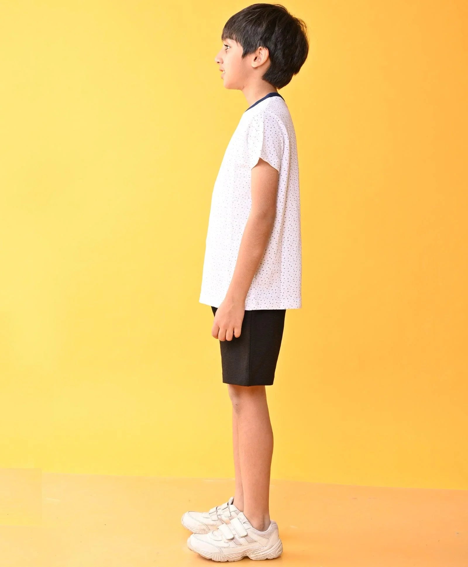 DOTTED WHITE BLACK STRIPED SHORTS SET - WHITE/BLACK