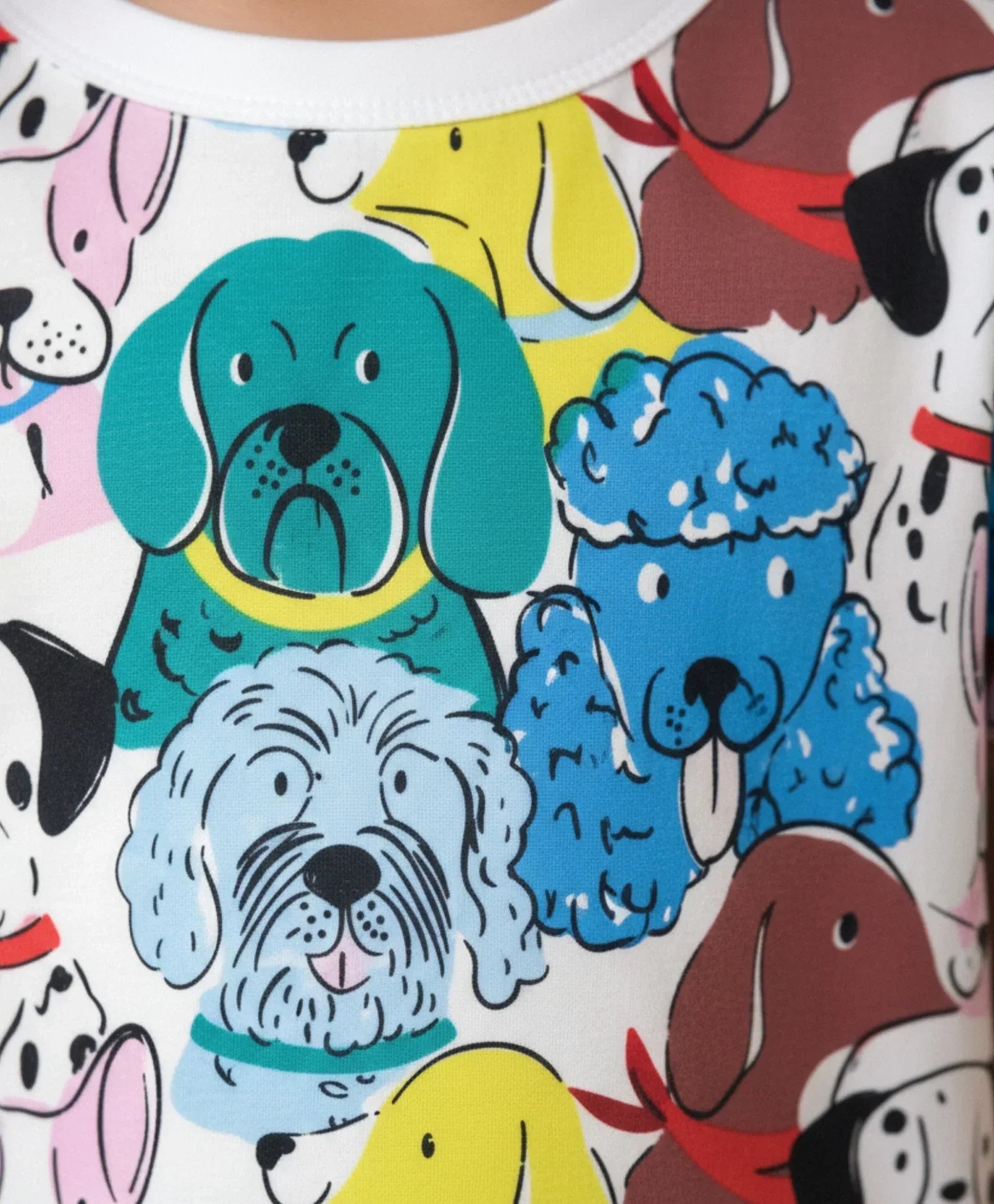 DOGS PRINT GIRLS SLEEPWEAR SHORT SET - WHITE