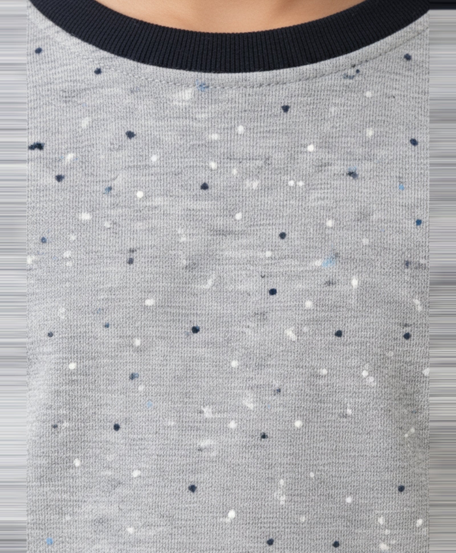 DOTTED GREY LONG SLEEVES T-SHIRT - GREY