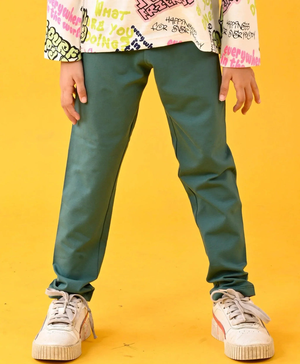 GREEN HEART FUN SOFT LEGGINGS - GREEN