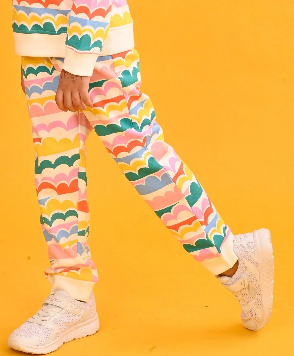 CLOUD RAINBOW GIRLS  FLEECE JOGGER - OFF WHITE