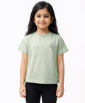 GREEN SILVER HEART SUMMER GIRLS SHORT SLEEVE T-SHIRT - GREEN