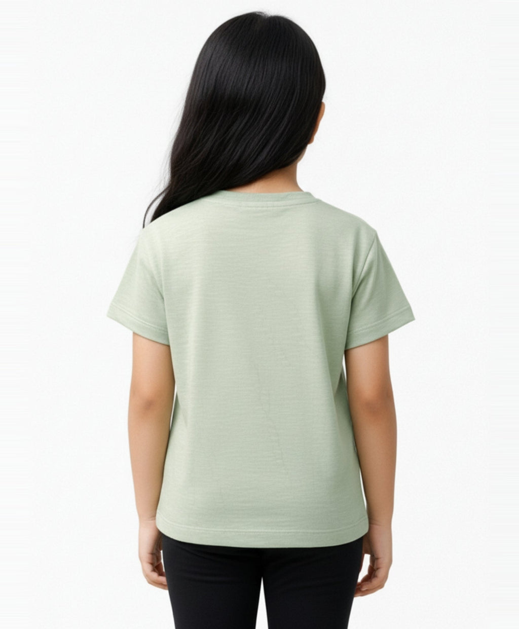 GREEN SILVER HEART SUMMER GIRLS SHORT SLEEVE T-SHIRT - GREEN