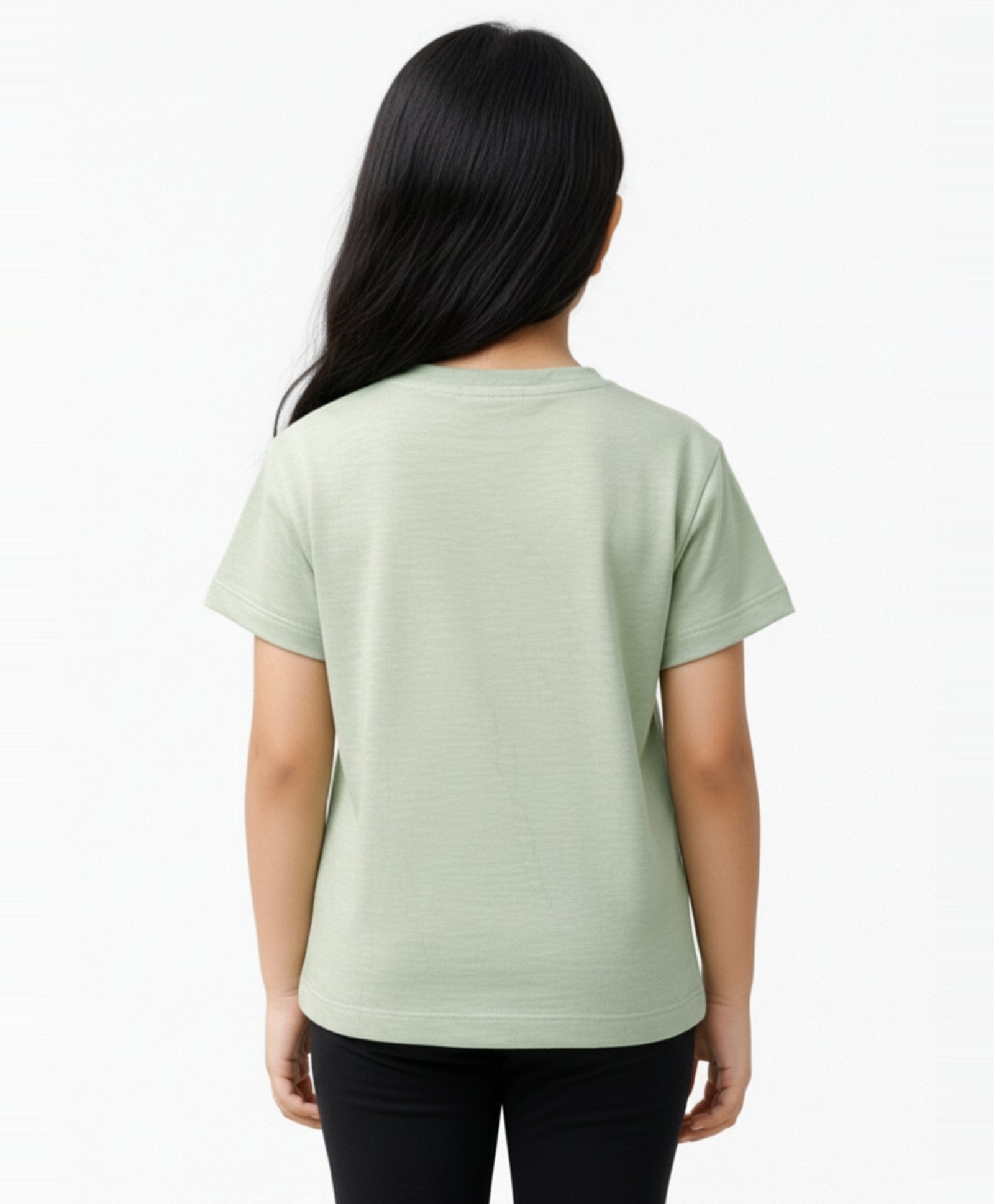 GREEN SILVER HEART SUMMER GIRLS SHORT SLEEVE T-SHIRT - GREEN