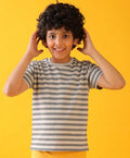 BLACK GREY DIAGONAL STRIPE SHORT SLEEVE BOYS T-SHIRT - GREY