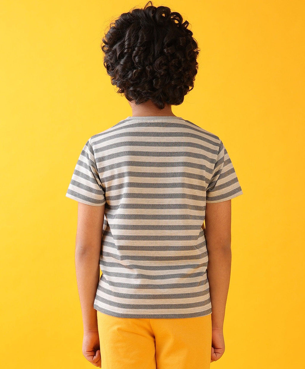 BLACK GREY DIAGONAL STRIPE SHORT SLEEVE BOYS T-SHIRT - GREY
