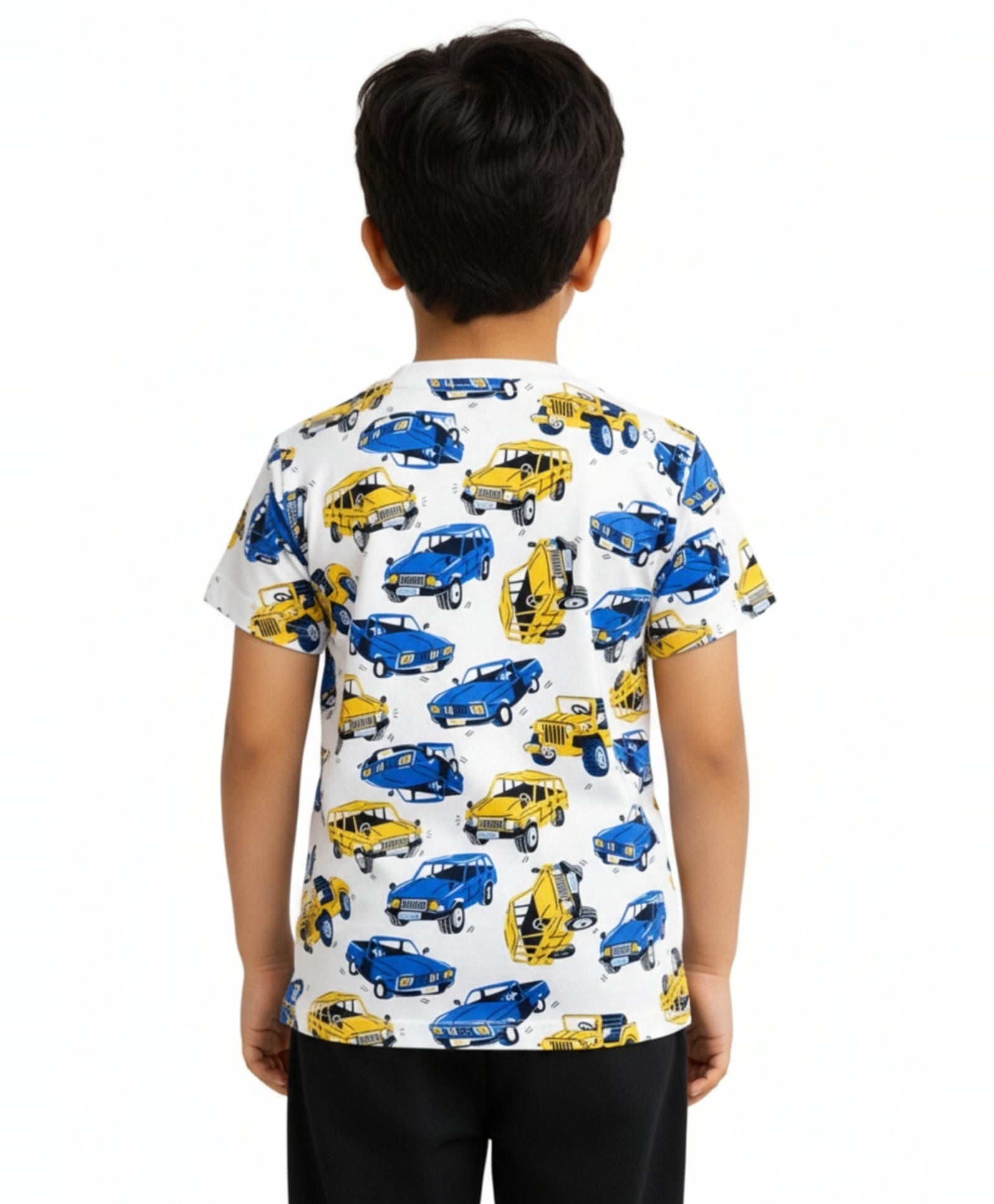 CARS PRINT SUMMER SHORT SLEEVES BOYS T-SHIRT - WHITE