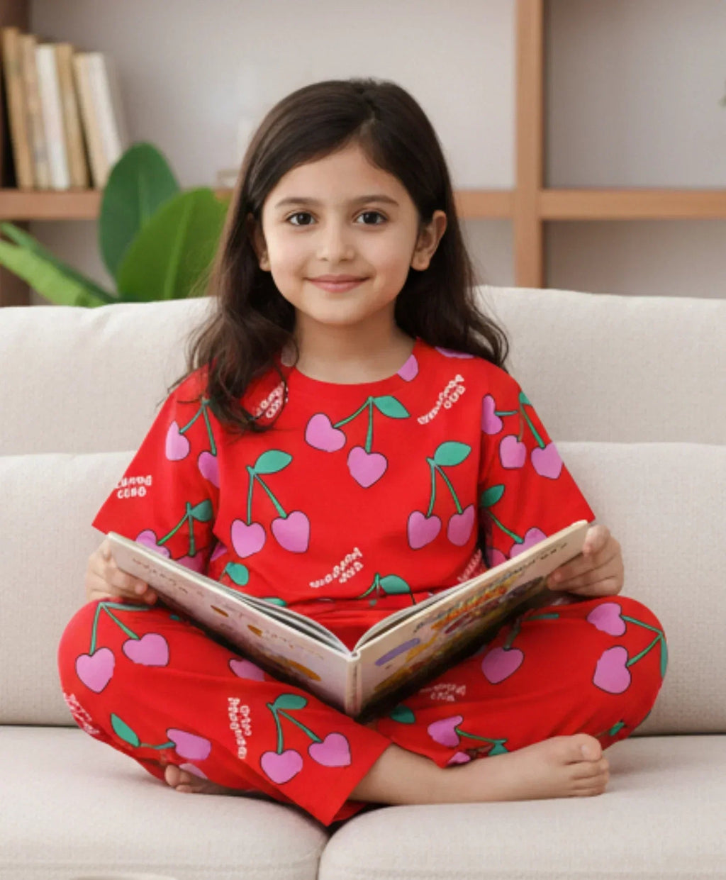 CHERRY RED SHORT SLEEVES PYJAMA SET - RED