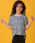 FLORAL BLUE SHORT SLEEVES GIRLS T-SHIRT - BLUE
