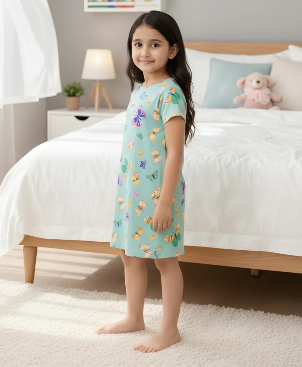 BUTTERFLY GREEN NIGHT DRESS - GREEN