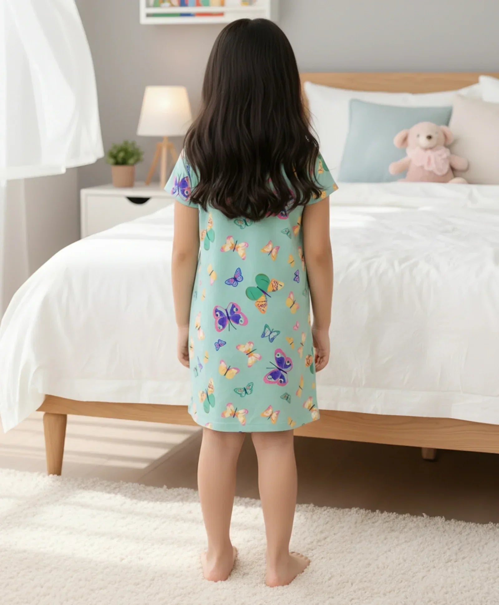 BUTTERFLY GREEN NIGHT DRESS - GREEN