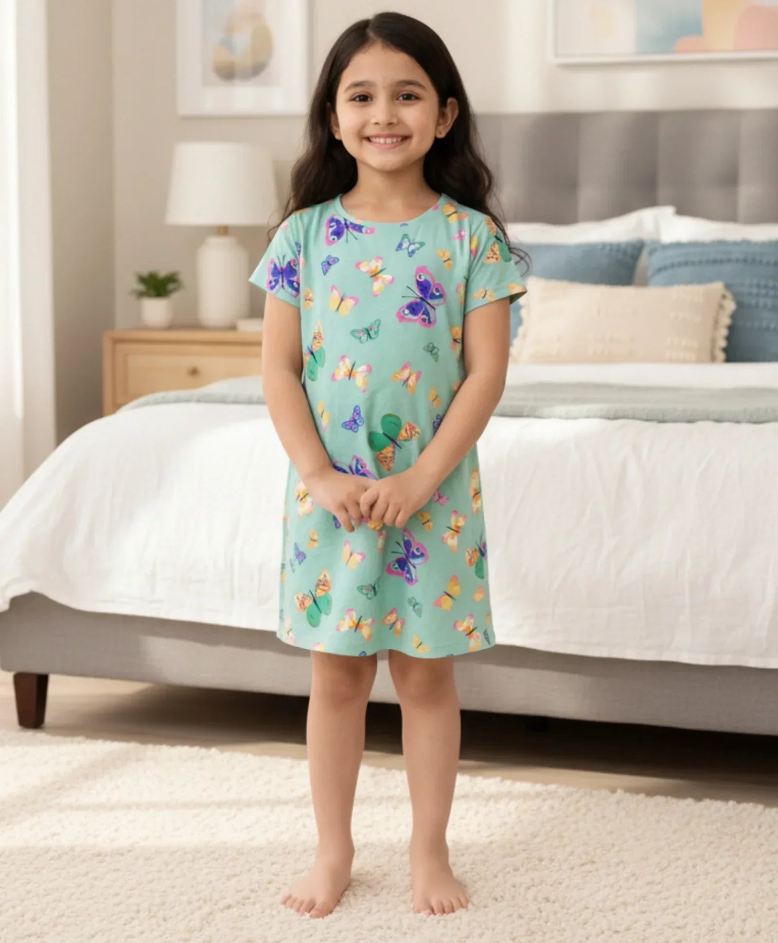 BUTTERFLY GREEN NIGHT DRESS - GREEN